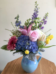 Garden Flower Pottery Pitcher